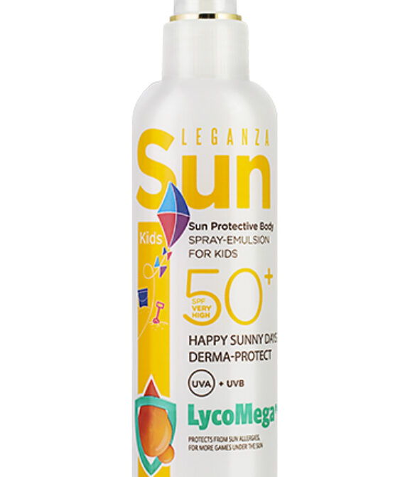 LEGANZA SUN Слънцезащитна спрей-емулсия за деца SPF 50+ – 200 мл | Висока защита за чувствителна детска кожа с LycoMega® и антиоксидантен ефект