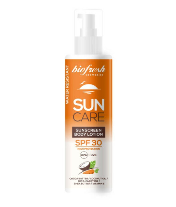Biofresh Слънцезащитен лосион за тяло SPF 30 – Водоустойчив с витамин Е, кокос и какаово масло | 200 мл | Sun Care