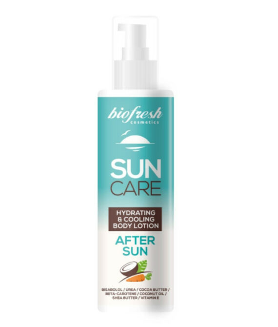 Biofresh SUN CARE Хидратиращ и охлаждащ лосион за след слънце – с ментол, витамин Е, уреа и бизаболол, 150 мл