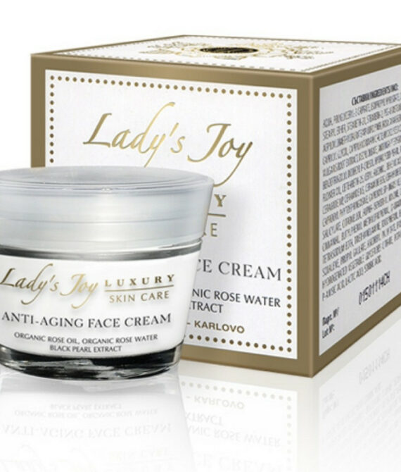 Подмладяващ крем за лице против стареене Lady’s Joy Luxury – Българска Роза Карлово, 50мл | С розово масло, черна перла и масла от моринга и бабасу