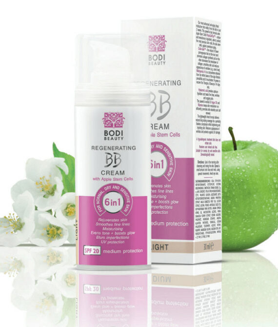 Bodi Beauty BB крем SPF 20 за суха и чувствителна кожа Light 30мл | Подхранващ и Защитен | С Ябълкови Стволови Клетки & Хиалуронова Киселина | Естествен Тен и Комфорт през Целия Ден