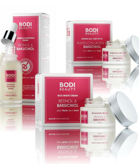 Комплект Bodi Beauty Glow Reset с ретинол, бакучиол, фито колаген и SPF50