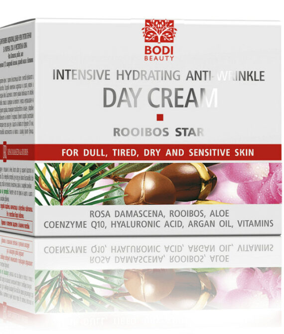 Bodi Beauty Rooibos Star Дневен Крем против Бръчки | 50 мл | SPF Защита + Хиалуронова Киселина + Арганово Масло | Анти-Ейдж | За Зряла и Суха Кожа | Интензивна Хидратация