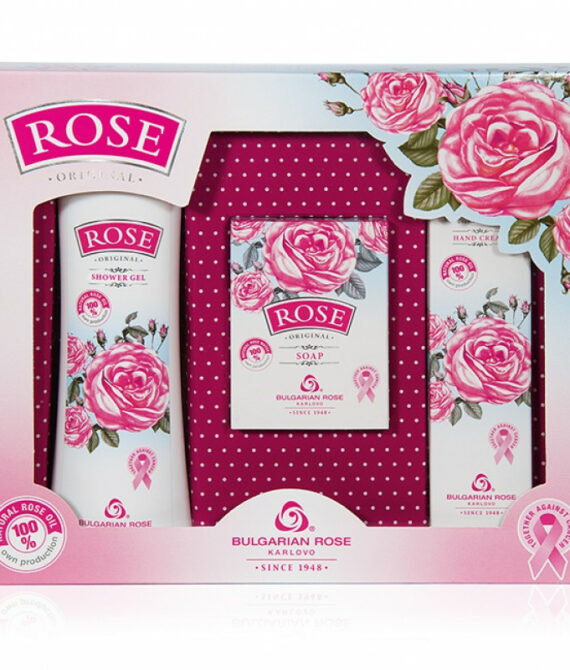 Подаръчен комплект Rose с душ гел, крем за ръце и сапун – Българска Роза Карлово