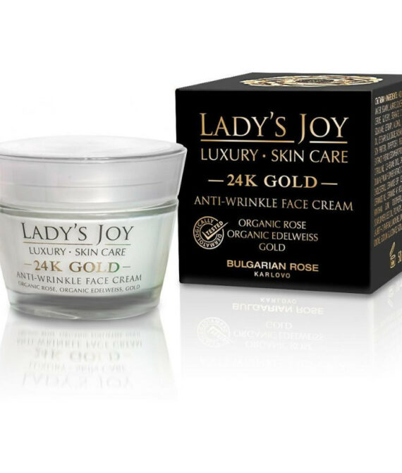 Анти-ейдж крем за лице с 24К злато Lady’s Joy Luxury – Българска Роза Карлово, 50мл | Против бръчки и за подмладяване на зряла кожа