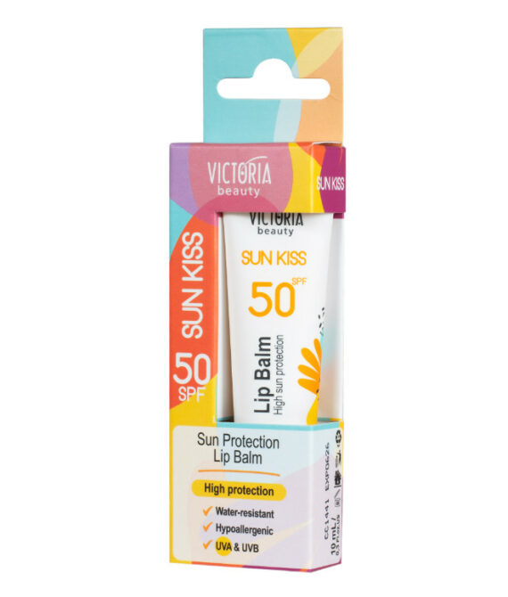 Victoria Beauty Sun Kiss SPF 50 слънцезащитен балсам за устни | Кокос & бадемово масло | 10 мл