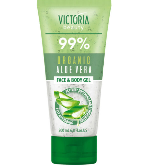 Victoria Beauty Охлаждащ гел за лице и тяло с 99% органично алое вера – за след слънце, епилация и раздразнена кожа | 200 мл