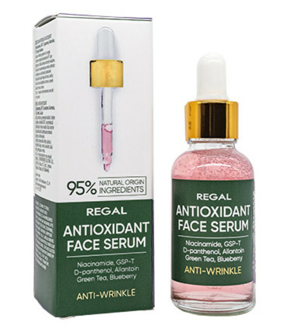 АНТИОКСИДАНТЕН СЕРУМ против бръчки REGAL с Ниацинамид, GSP-T и Зелен Чай | 30ml | Интензивна защита & стимулация на колаген