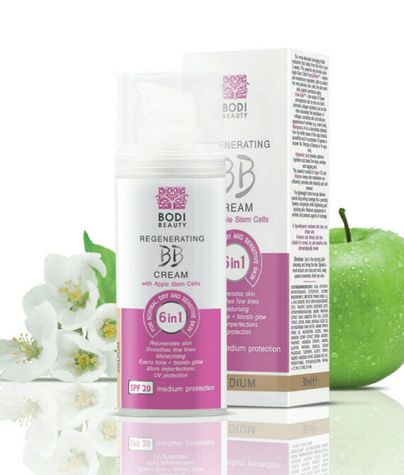 Bodi Beauty BB крем SPF 20 за суха и чувствителна кожа Medium 30мл | Хидратиращ + Изравняващ Тен | С Ябълкови Стволови Клетки & Хиалуронова Киселина | Сияен Завършек за Тъмна Кожа