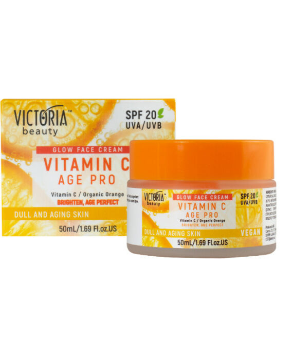 Victoria Beauty Age Pro дневен крем за лице с витамин C и SPF 20 | Против бръчки, озаряващ | 50 мл