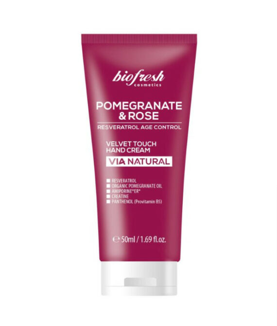 Кадифен крем за ръце VIA NATURAL Pomegranate & Rose 50 мл – регенерация и хидратация
