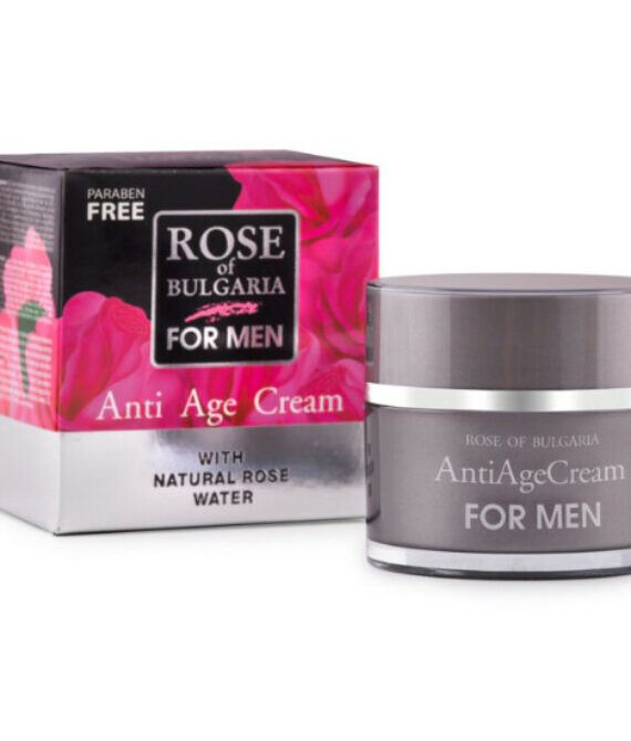 Мъжки крем за лице ROSE OF BULGARIA 50 ml – овлажняване и подмладяване с биопептид и розова вода
