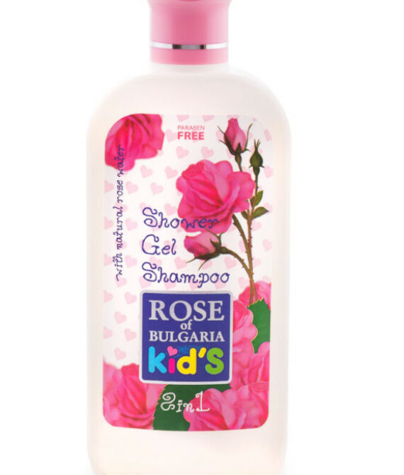 Душ гел и шампоан за деца ROSE OF BULGARIA 200 ml – Нежна грижа 2в1 с розова вода и лайка