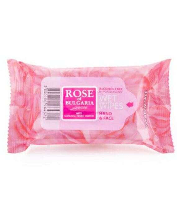 Мокри кърпички за ръце и лице ROSE OF BULGARIA – Антибактериална Защита и Освежаване